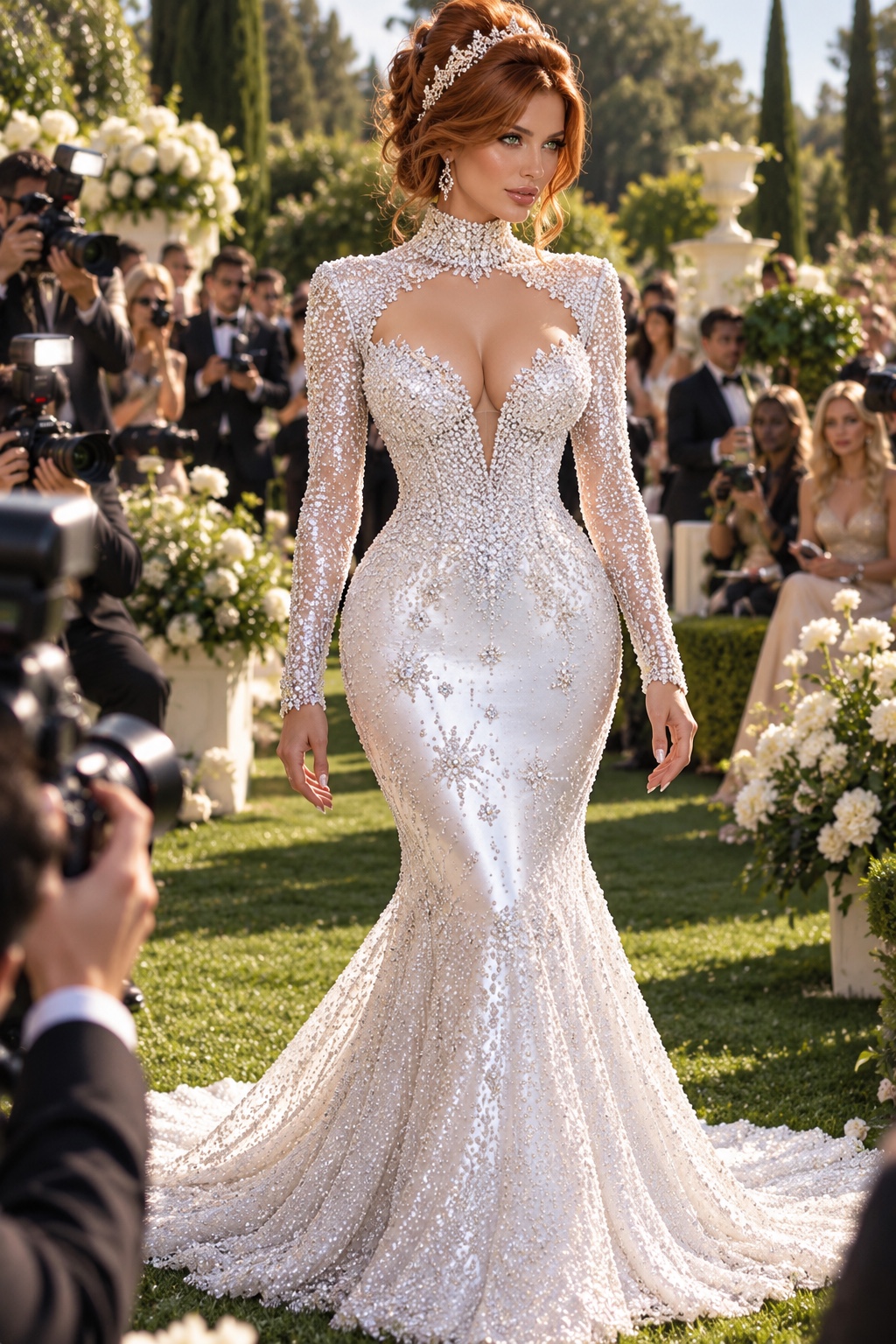 Sienna Hart in the approved crystal bridal couture gown