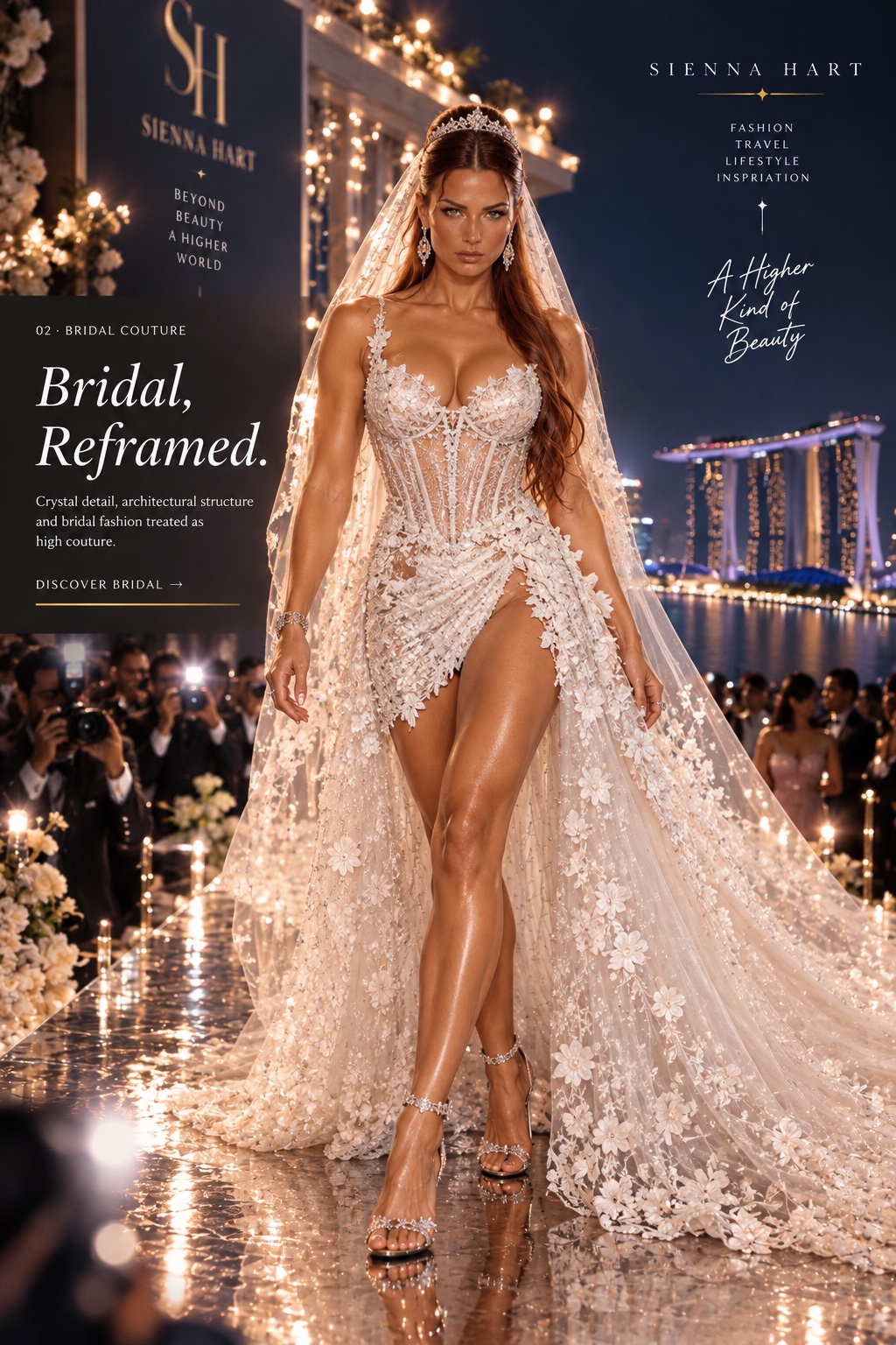 Sienna Hart bridal couture editorial in Singapore