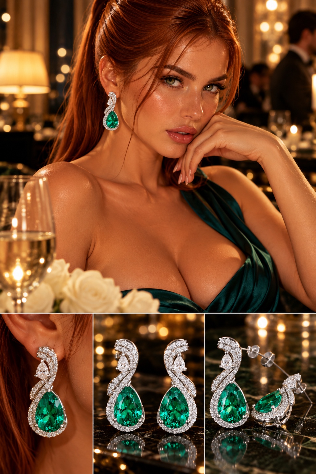 Approved Sienna Hart emerald jewelry set